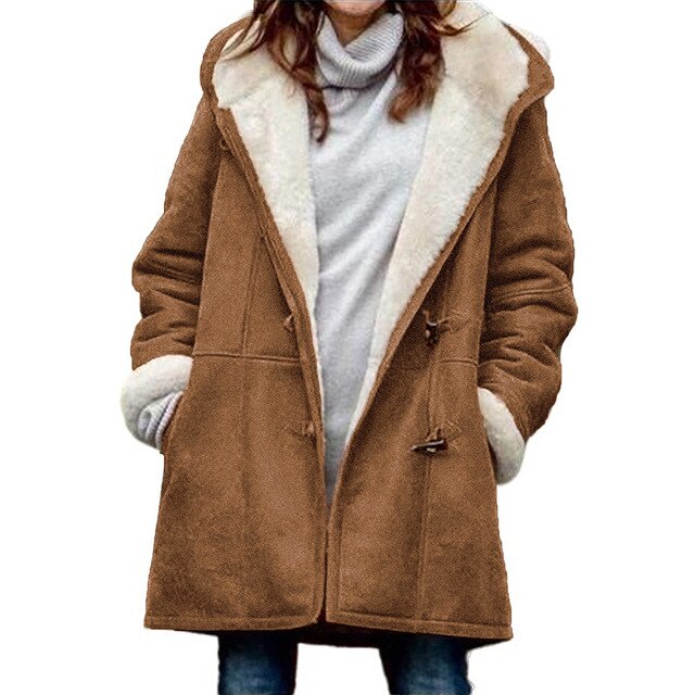 Casual Fleece Hooded Winter Jacket with Pockets for Women