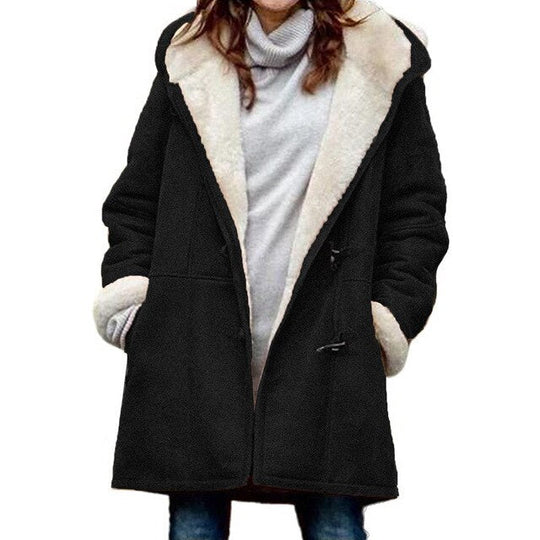 Casual Fleece Hooded Winter Jacket with Pockets for Women