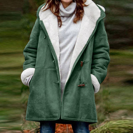 Casual Fleece Hooded Winter Jacket with Pockets for Women