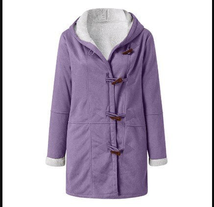 Casual Fleece Hooded Winter Jacket with Pockets for Women