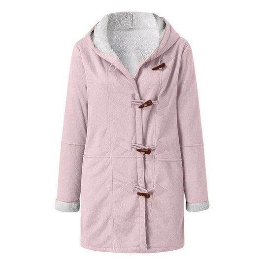 Casual Fleece Hooded Winter Jacket with Pockets for Women