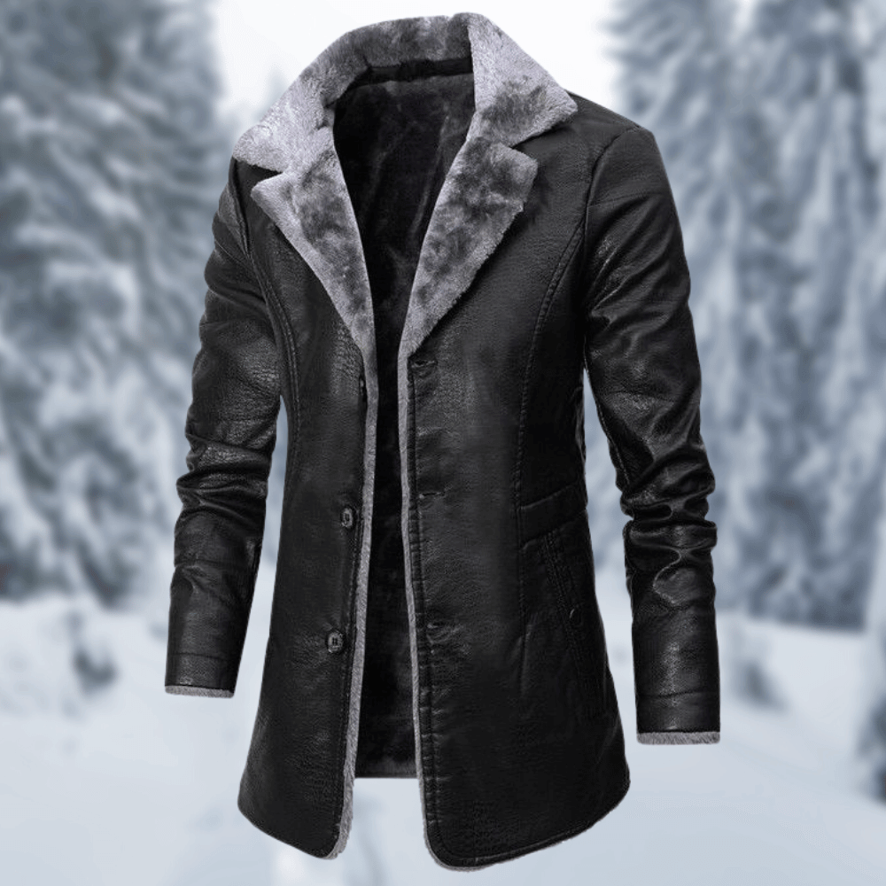 Thick Fleece PU Leather Jacket for Men