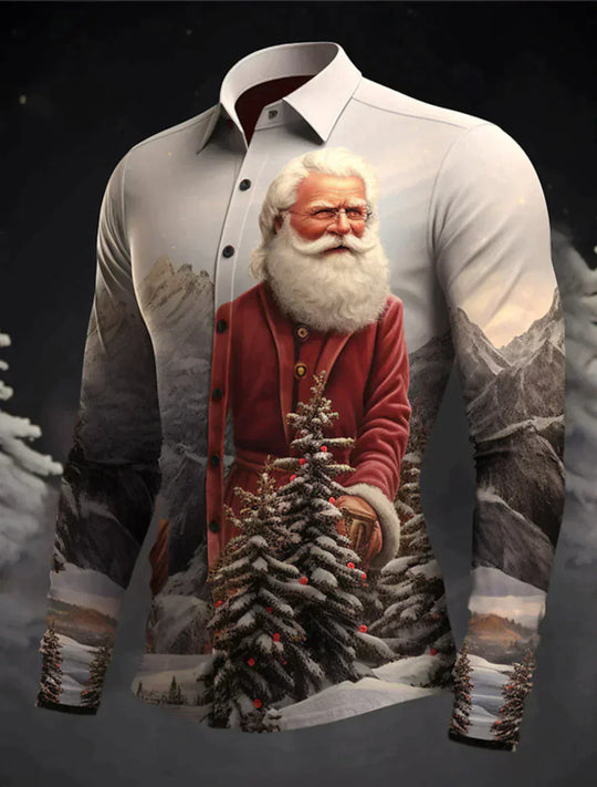 Classic Christmas Long Sleeve Shirt for Men