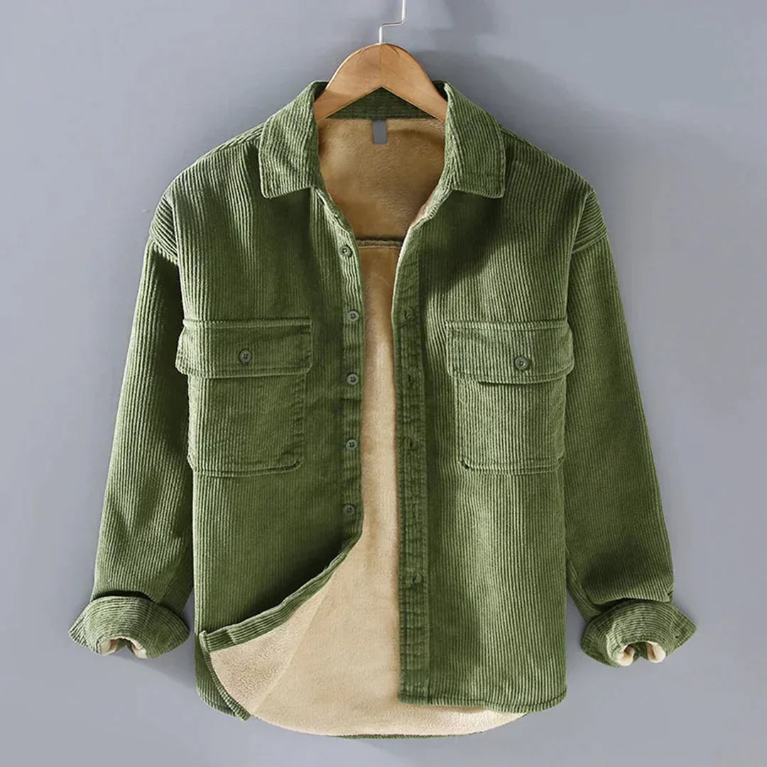 Casual Corduroy Jacket with Pockets for Men