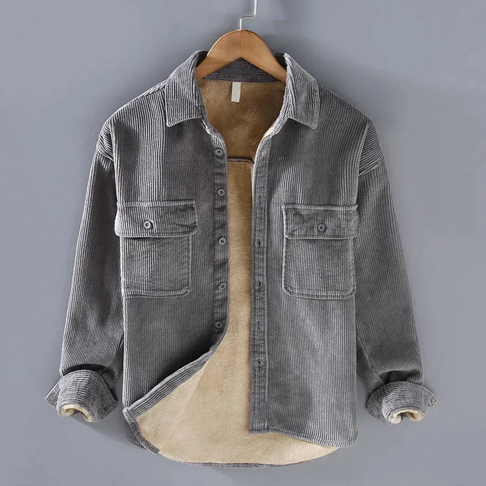 Casual Corduroy Jacket with Pockets for Men