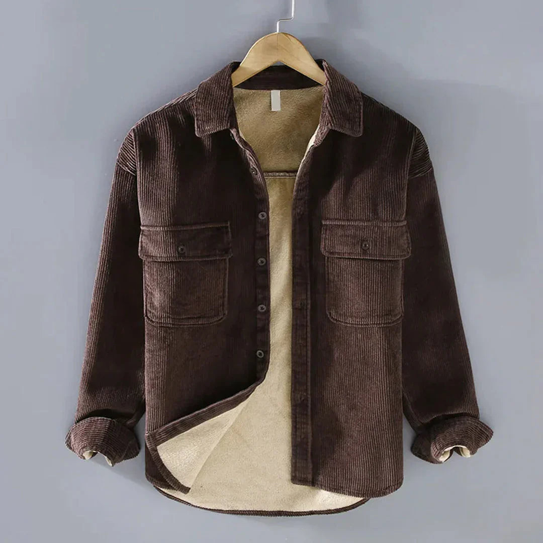 Casual Corduroy Jacket with Pockets for Men