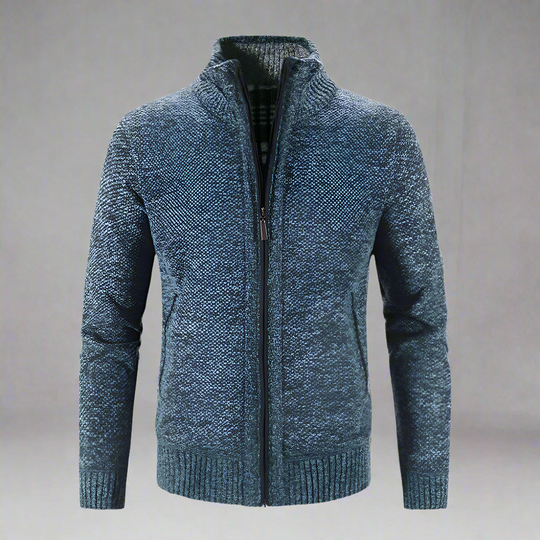 Warm Zip-up Knit Cardigan for Men