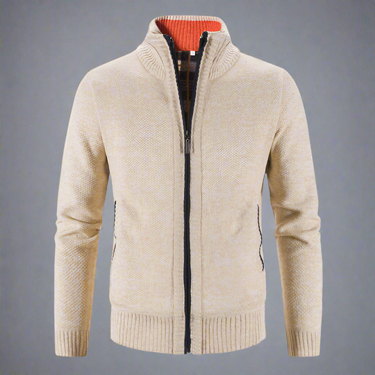 Warm Zip-up Knit Cardigan for Men