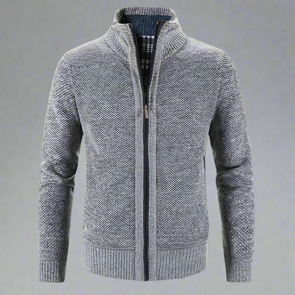 Warm Zip-up Knit Cardigan for Men