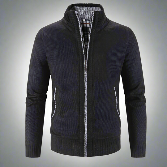 Warm Zip-up Knit Cardigan for Men