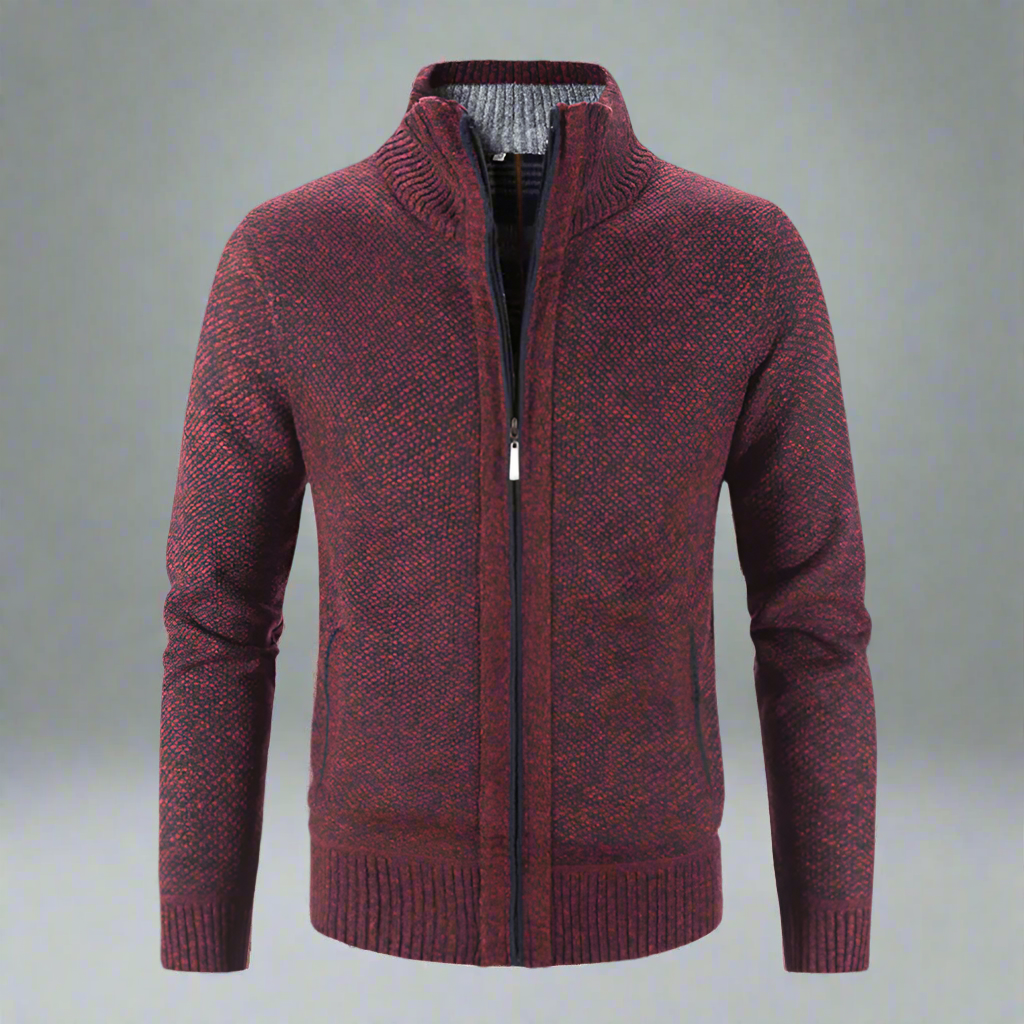 Warm Zip-up Knit Cardigan for Men