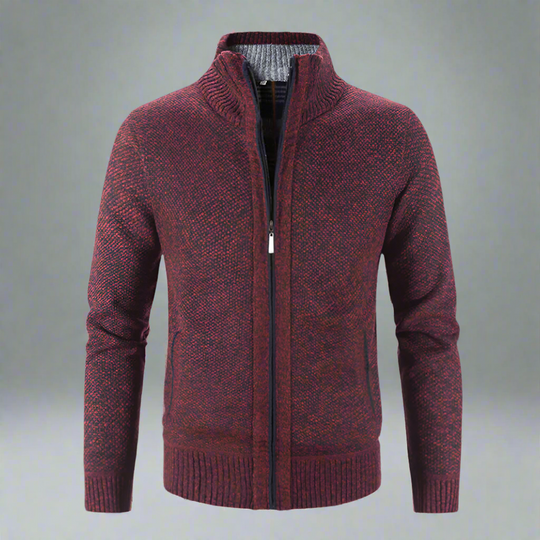 Warm Zip-up Knit Cardigan for Men