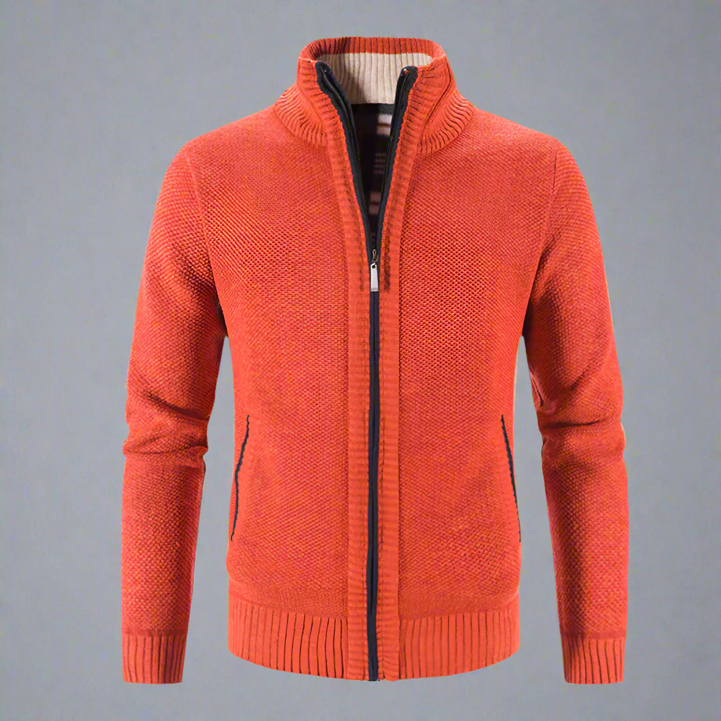 Warm Zip-up Knit Cardigan for Men