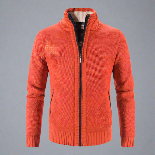 Warm Zip-up Knit Cardigan for Men