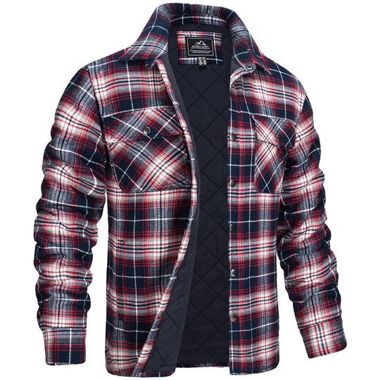 Warm Quilted Plaid Jacket for Men