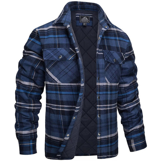 Warm Quilted Plaid Jacket for Men