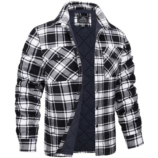 Warm Quilted Plaid Jacket for Men