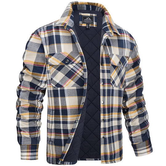 Warm Quilted Plaid Jacket for Men