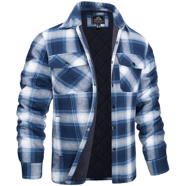 Warm Quilted Plaid Jacket for Men