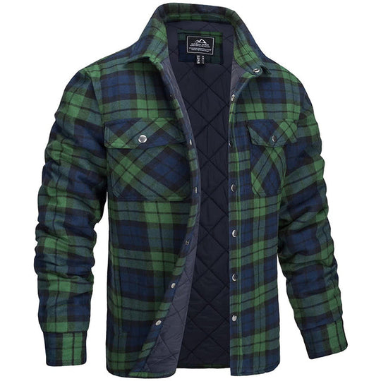 Warm Quilted Plaid Jacket for Men