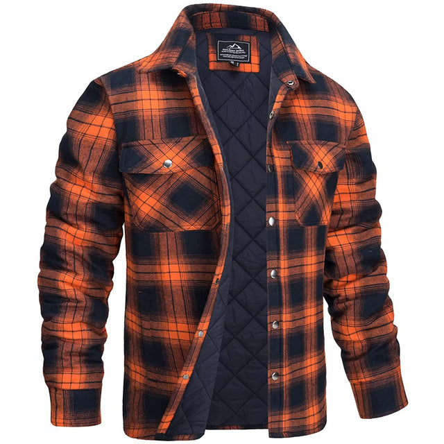 Warm Quilted Plaid Jacket for Men