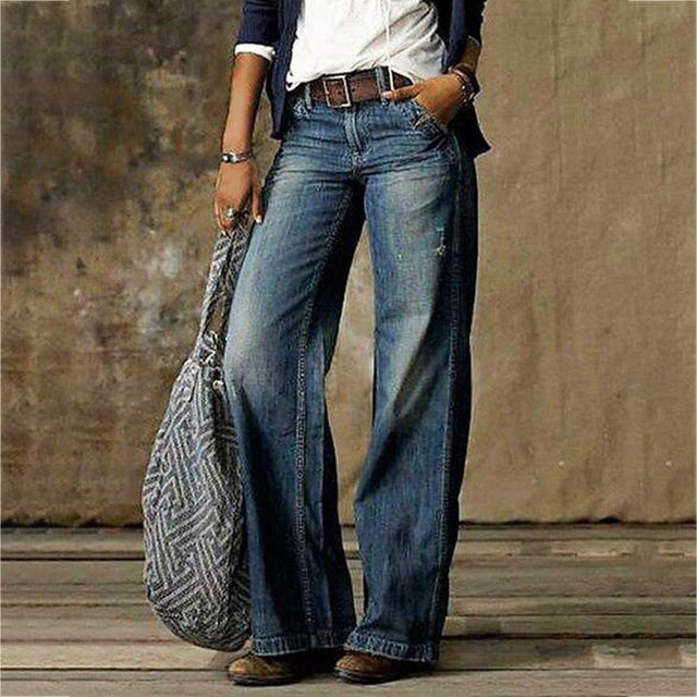 Straight Leg High-waist Denim Pants for Women