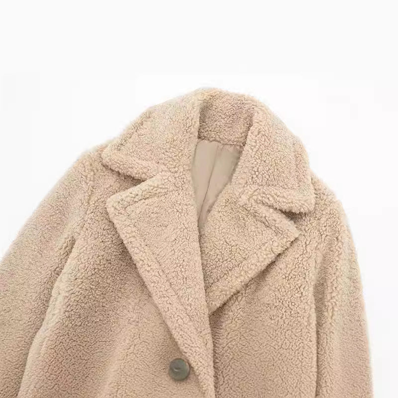 Double Breast Faux Fur Coat for Women