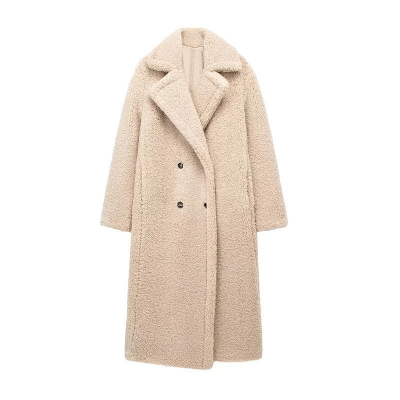 Double Breast Faux Fur Coat for Women