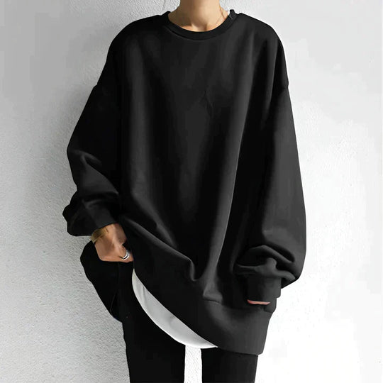 Oversize Plain O-neck Sweater for Women