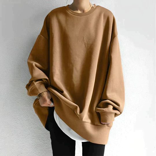 Oversize Plain O-neck Sweater for Women