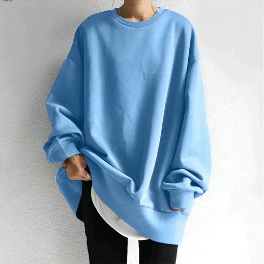 Oversize Plain O-neck Sweater for Women