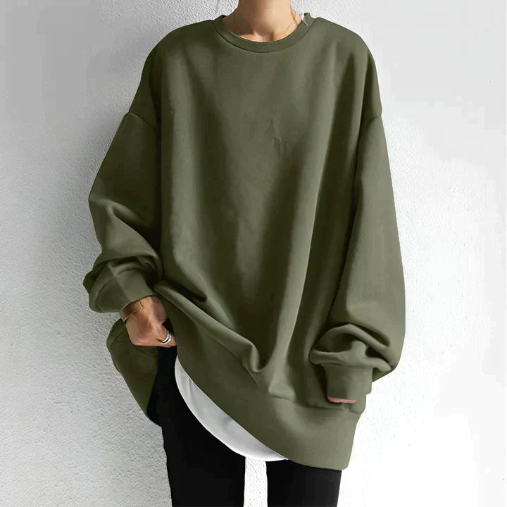 Oversize Plain O-neck Sweater for Women