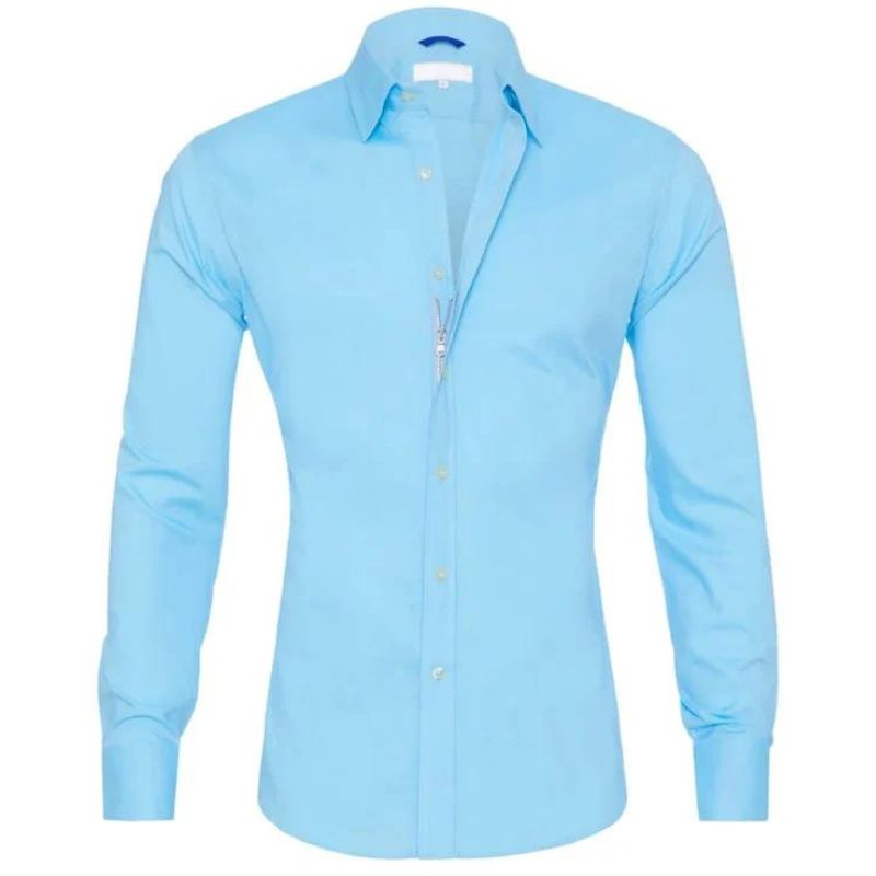 Slim-Fit Long-Sleeve Shirt with Zipper for Men