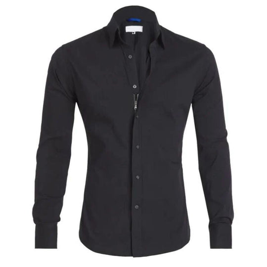 Slim-Fit Long-Sleeve Shirt with Zipper for Men