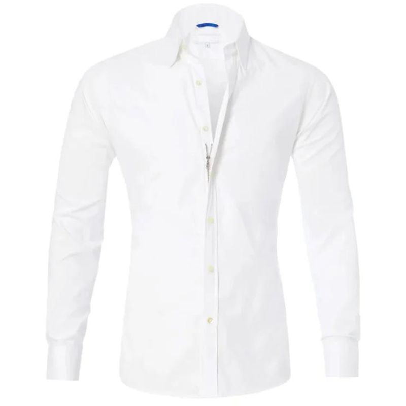 Slim-Fit Long-Sleeve Shirt with Zipper for Men