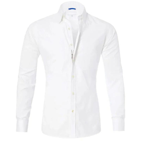 Slim-Fit Long-Sleeve Shirt with Zipper for Men