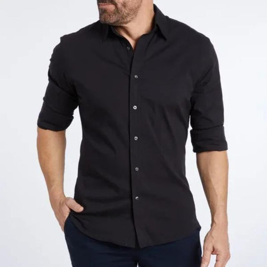 Slim-Fit Long-Sleeve Shirt with Zipper for Men