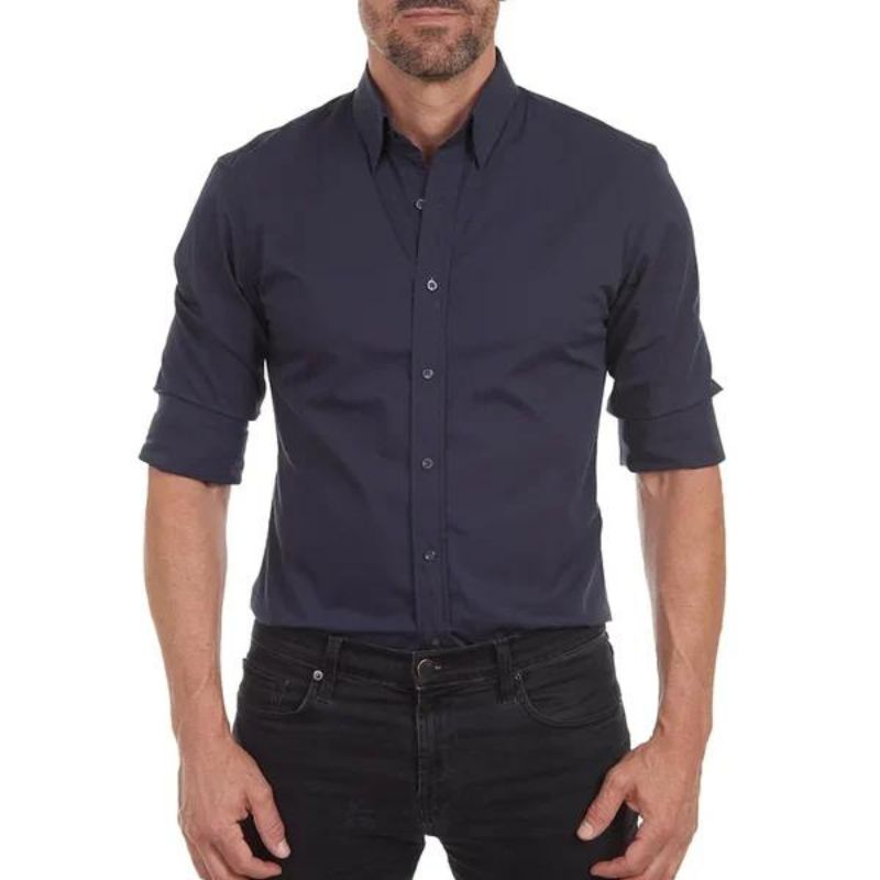 Slim-Fit Long-Sleeve Shirt with Zipper for Men