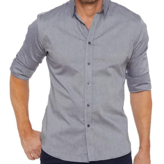 Slim-Fit Long-Sleeve Shirt with Zipper for Men