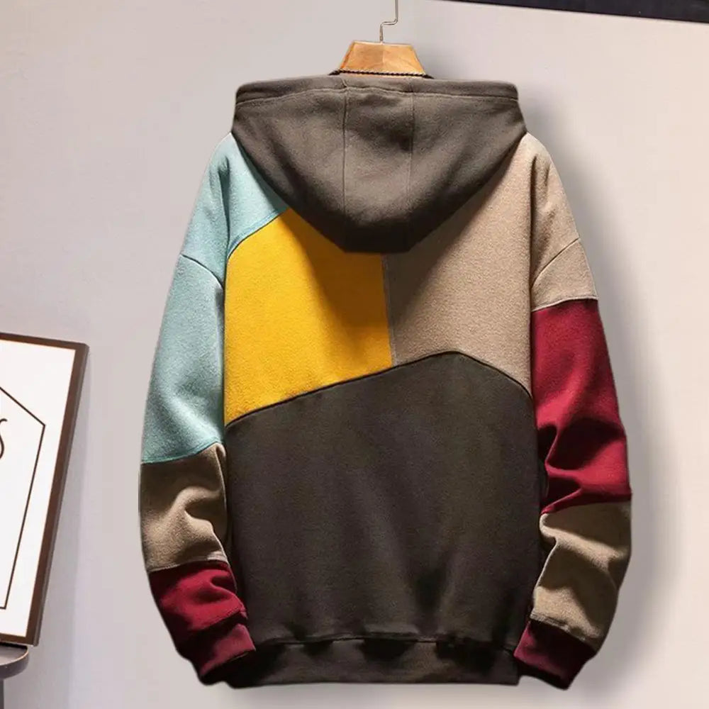 Mixed Color Sweater with Hood for Men