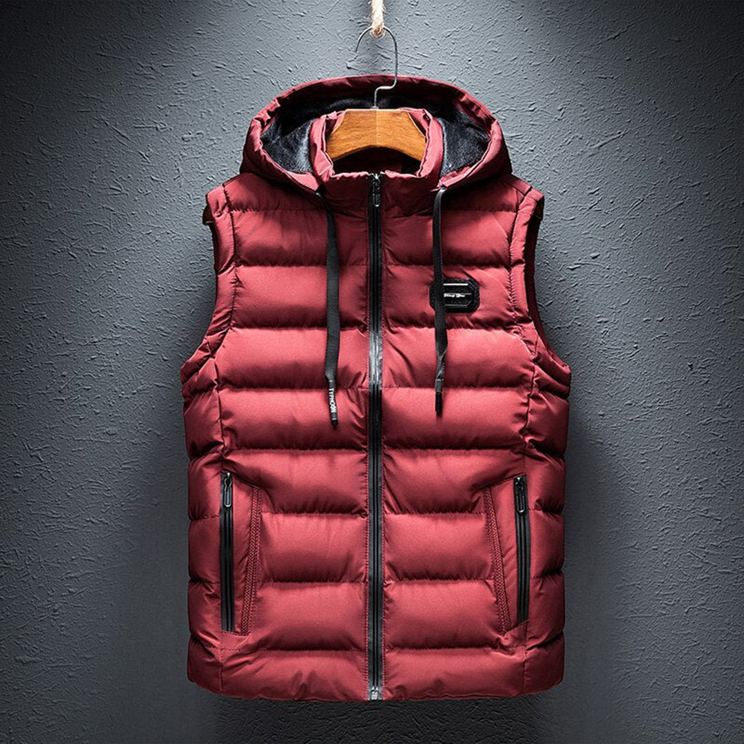 Warm Padded Vest with Drawstring for Men