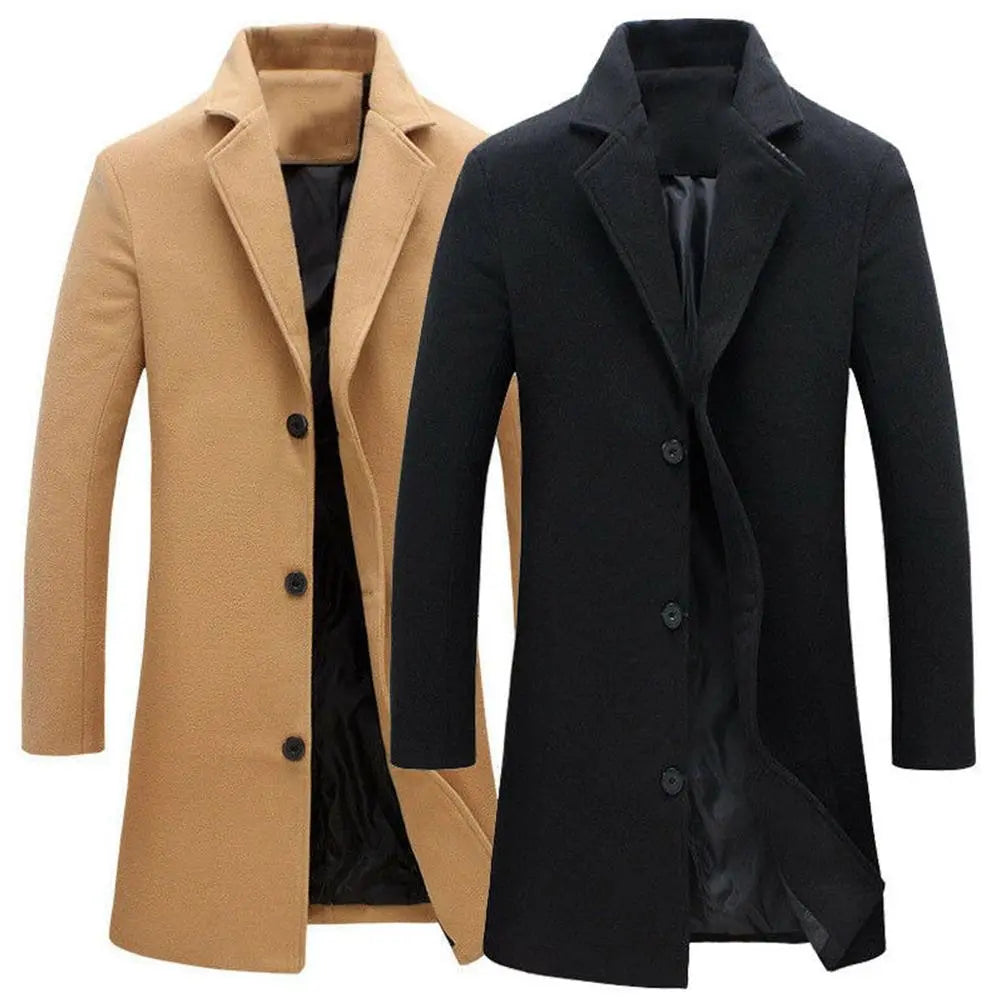 Mid-Length Double Breast Winter Coat for Men