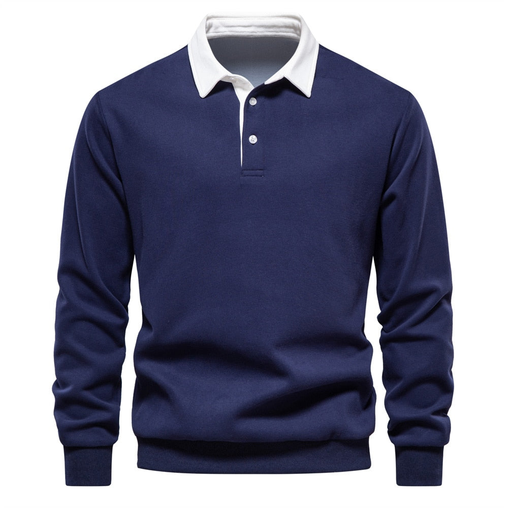 Half Button Collar Polo Shirt for Men