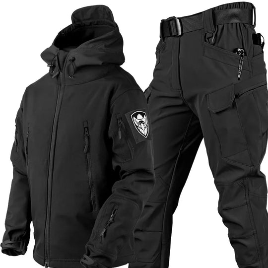 Outdoor Hoodie Jacket with Cargo Pants Set for Men