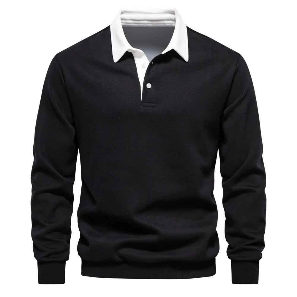 Half Button Collar Polo Shirt for Men