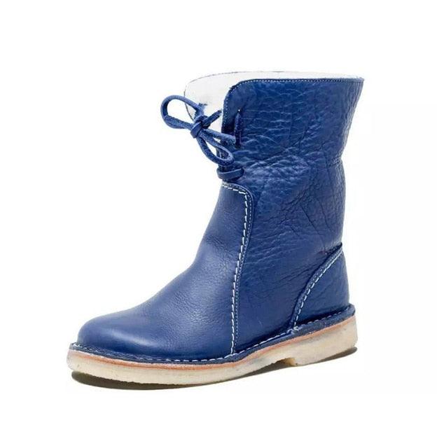 Fleece Lined Winter Leather Boots for Women