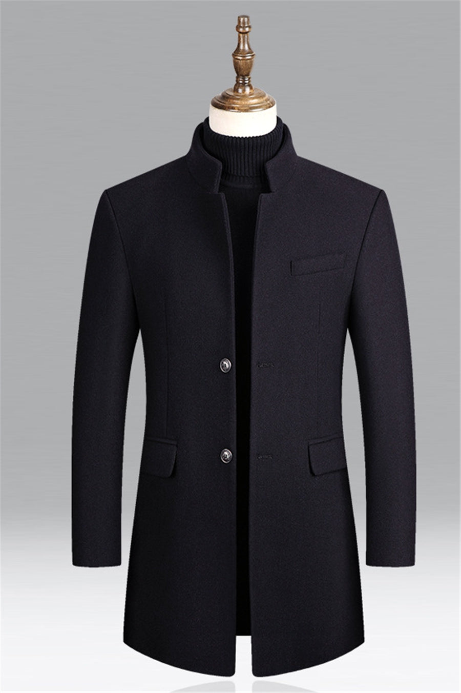 Warm Thick Winter Coat with Buttons for Men