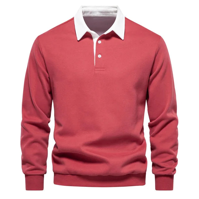 Half Button Collar Polo Shirt for Men