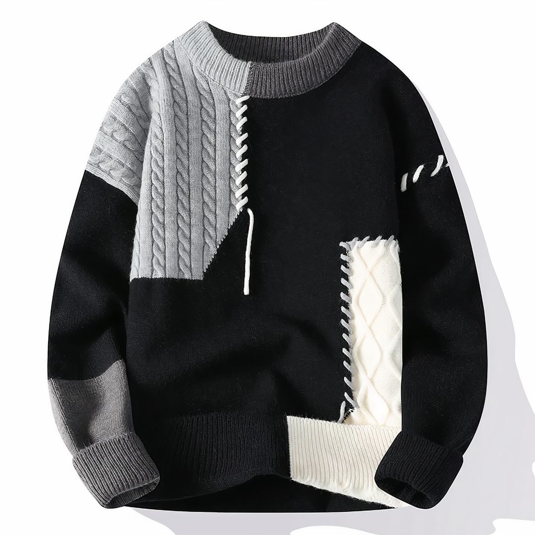 Trendy Patchwork Streetwear Pullover for Men