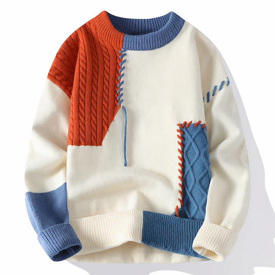 Trendy Patchwork Streetwear Pullover for Men